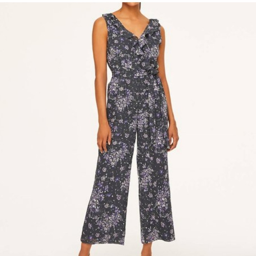 NEW LOFT Grey and blue Jumpsuit Sleeveless Wide-Leg